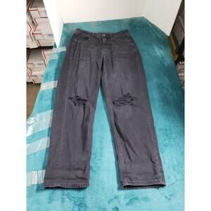 American Eagle Jeans Size 6 Womens Black Stretch Pants Mid Rise Mom Straight